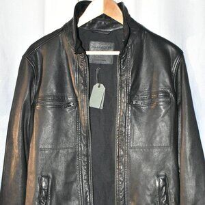 All Saints Leather Band Collar Moto Jacket